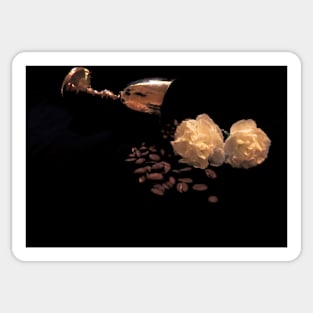 Coffee and Carnations 2 -  Baroque Inspired Dark Still Life Photo Sticker